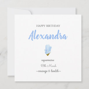 Happy birthday March birthstone Aquamarine gem Card