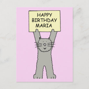 Happy Birthday Maria Cartoon Cat Postcard