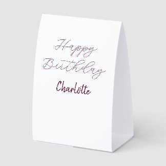 HAPPY Birthday maron blue grey name date pastel