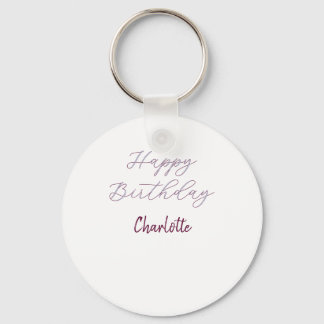 HAPPY Birthday maron blue grey name date pastel Key Ring