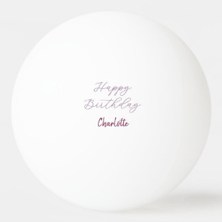 HAPPY Birthday maron blue grey name date pastel Ping Pong Ball