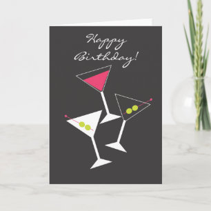 Happy Birthday Martini Glass Greeting Card