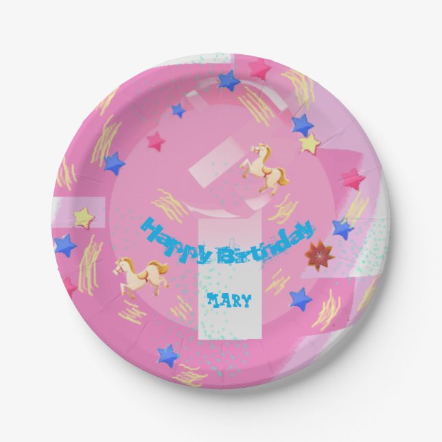 Happy birthday Mary (change name) Paper Plate (Front)