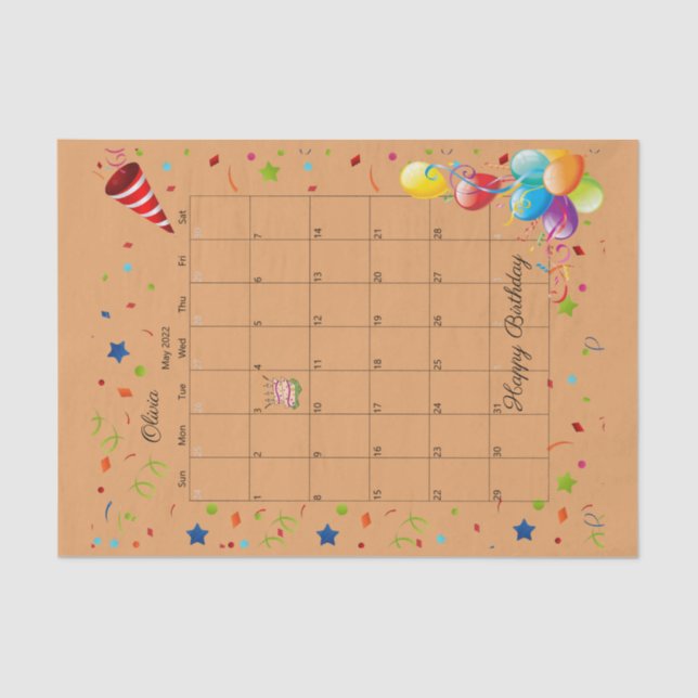 Happy Birthday May 2022 Tissue Paper (Front)