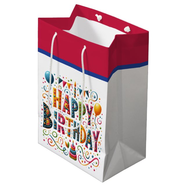 Happy Birthday Medium Gift Bag (Front Angled)