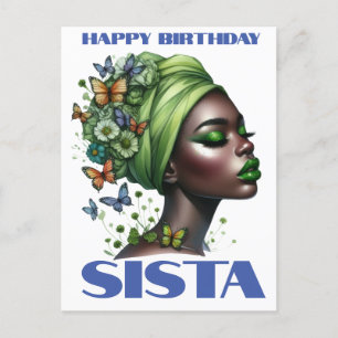 Happy birthday melanin black girl magic beautiful  holiday postcard