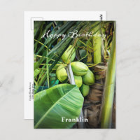 Happy Birthday Men Coconuts Trees Tropical Custom