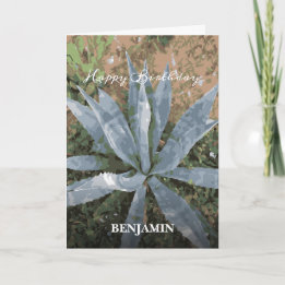 Happy Birthday Men Watercolor Plants Personalise Card
