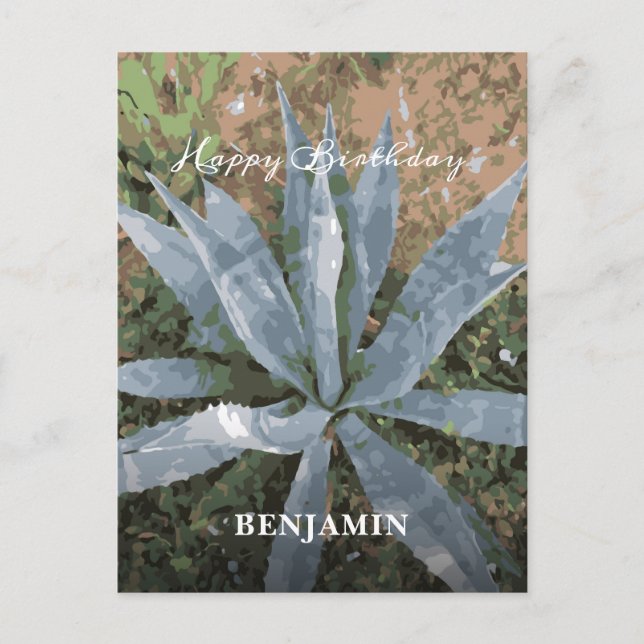 Happy Birthday Men Watercolor Plants Personalise  Postcard (Front)