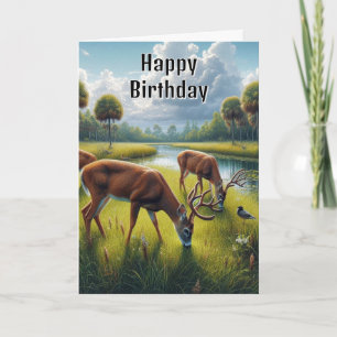 Happy Birthday Mens Deer Wildlife Card