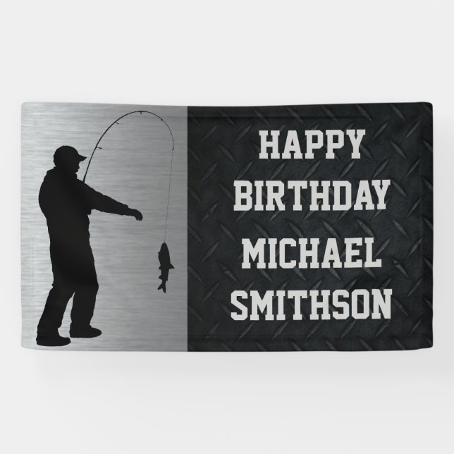 Happy Birthday Men's Fishing Banner (Horizontal)