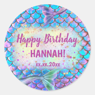 Happy Birthday mermaid Classic Round Sticker