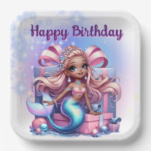 Happy Birthday Mermaid Paper Plate