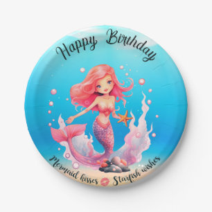 Happy Birthday Mermaid Paper Plate