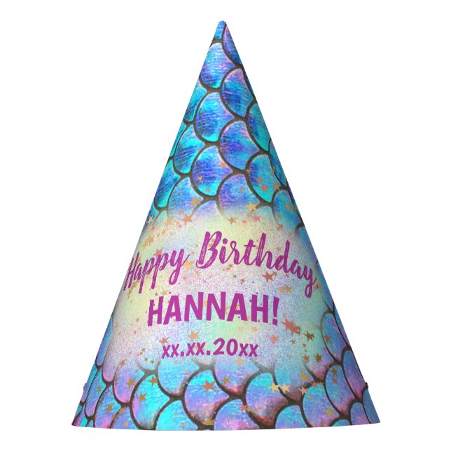 Happy Birthday mermaid Party Hat (Front)