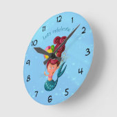 Happy Birthday Mermaid Round Clock (Angle)
