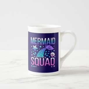 Happy Birthday Mermaid Squad Ocean Party Design Bone China Mug