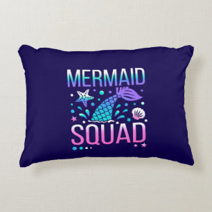Happy Birthday Mermaid Squad Ocean Party Design Decorative Cushion