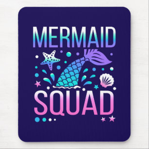Happy Birthday Mermaid Squad Ocean Party Design Mouse Mat