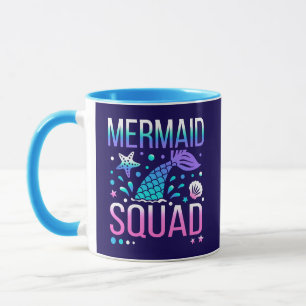 Happy Birthday Mermaid Squad Ocean Party Design Mug