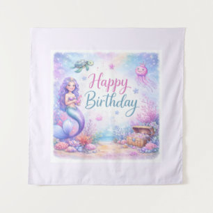 Happy Birthday Mermaid Tapestry
