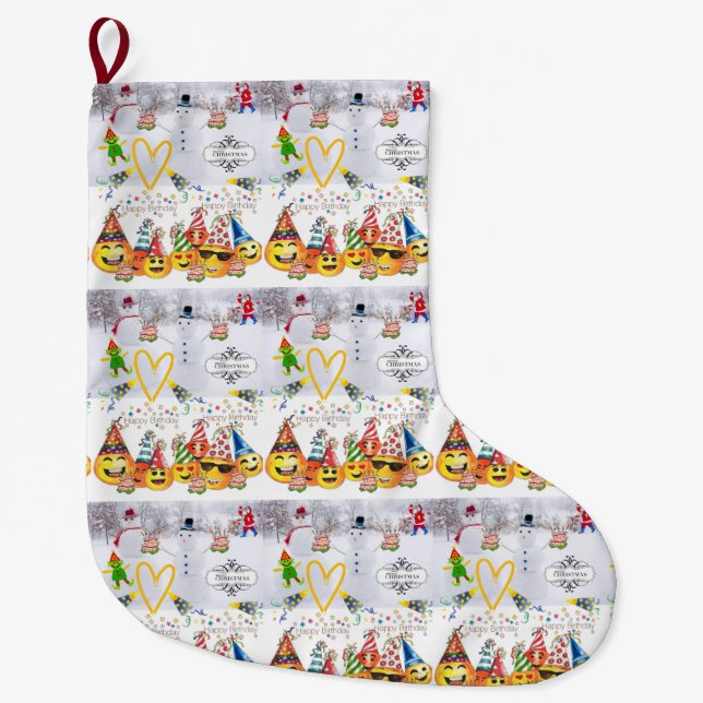 Happy Birthday Merry Christmas Stocking (Front)
