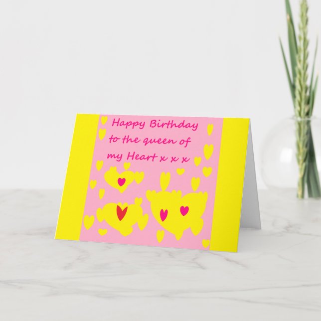 Happy Birthday message Card yellow Pink (Front)