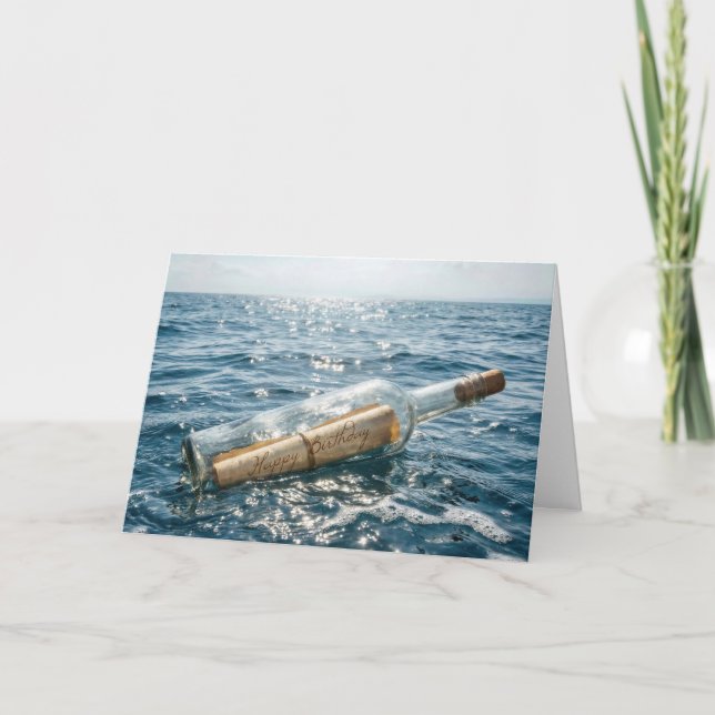 Happy Birthday Message in a Bottle Card (Front)
