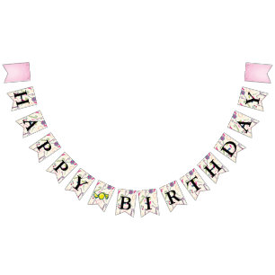 Happy Birthday Message Pink Candy Cane Bonbon Bunting