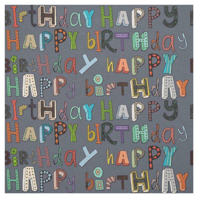 happy birthday metal fabric (Swatch)