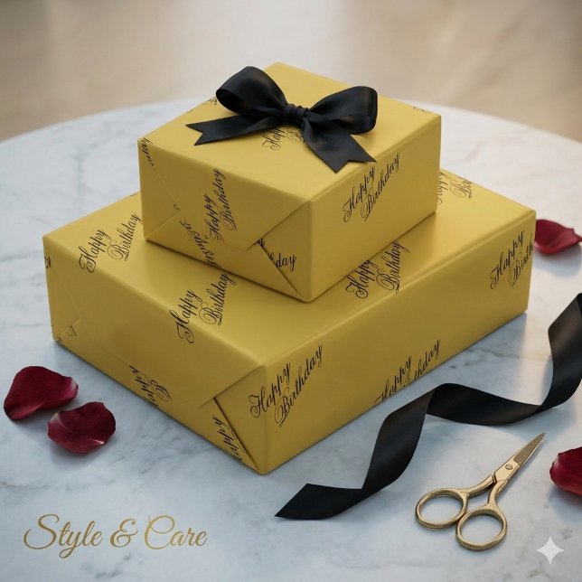 Happy Birthday Metallic Gold Wrapping Paper Sheets (Happy Birthday Metallic Gold Wrapping Paper Sheets)