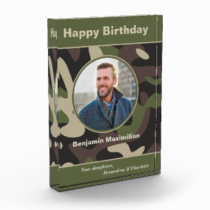 Happy Birthday Military Camouflage Custom Photo Block