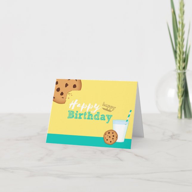 Happy Birthday Milk and Chocolate Chip Cookies Card (Front)