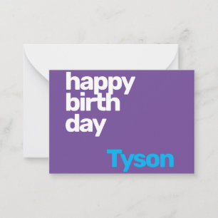 happy birthday minimal purple Flat Note Card