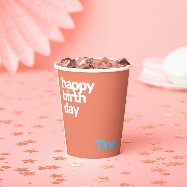 happy birthday minimal simple modern party paper cups (Insitu)