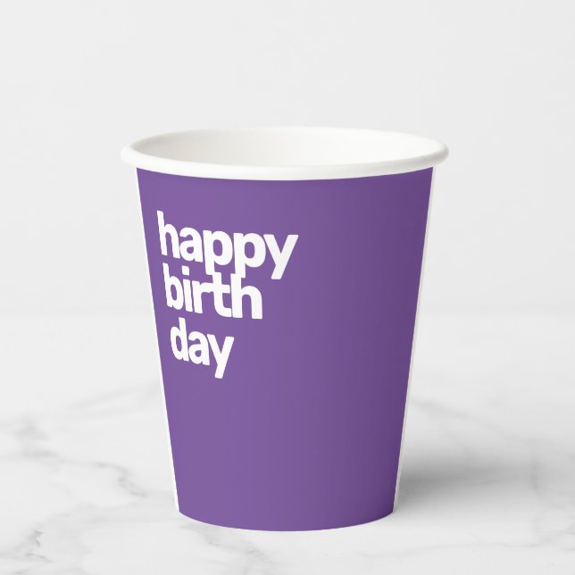 Happy Birthday minimal simple modern party Paper Cups (Front)