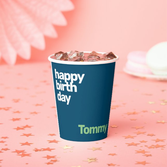 happy birthday minimal simple modern party paper  paper cups (Insitu)