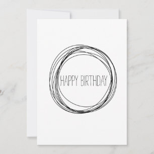 Happy Birthday Minimalist Black and White Card