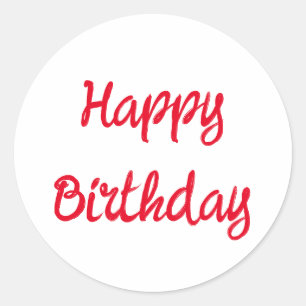 Happy Birthday Minimalist Red Trendy Custom Colour Classic Round Sticker