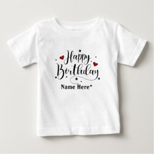 Happy Birthday  Minimalist Typography Calligraphy  Baby T-Shirt
