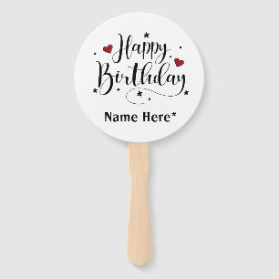 Happy Birthday  Minimalist Typography Calligraphy  Hand Fan
