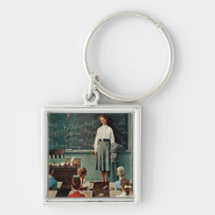 Happy Birthday, Miss Jones by Norman Rockwell Key Ring