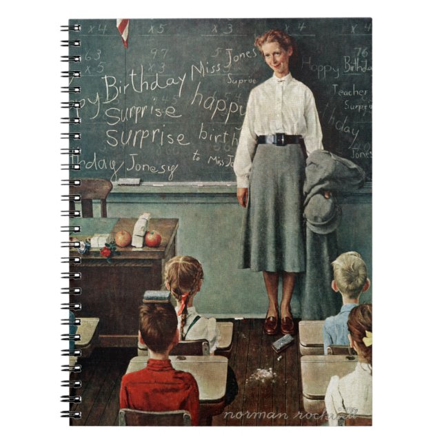 Happy Birthday, Miss Jones by Norman Rockwell Notebook (Front)