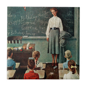 Happy Birthday, Miss Jones by Norman Rockwell Tile