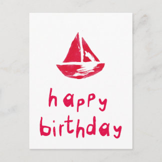 Happy Birthday mit Boot Postcard