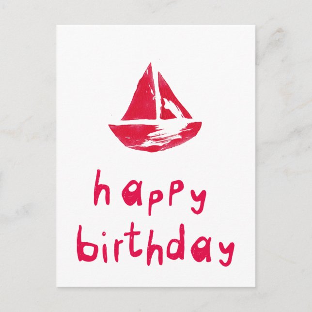 Happy Birthday mit Boot Postcard (Front)