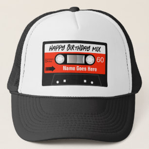 Happy Birthday Mixtape Red Cassette Customised Trucker Hat