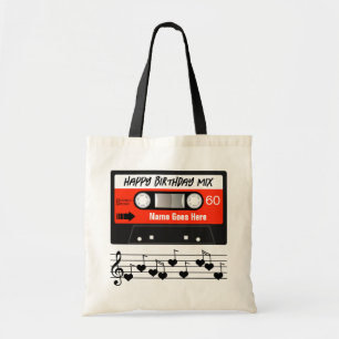 Happy Birthday Mixtape Red Cassette Customized Tote Bag