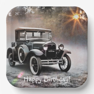 Happy Birthday Model A Car Paper Plate