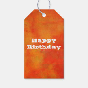 Happy Birthday Modern Abstract Painting in Orange Gift Tags